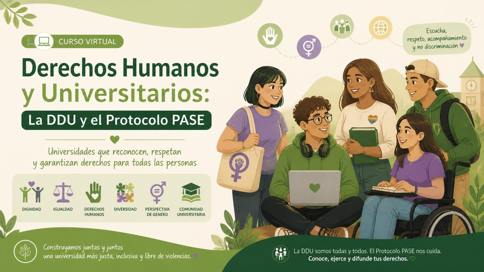 Curso Virtual: derechos Humanos y Universitarios, la DDU y el Protocolo PASE